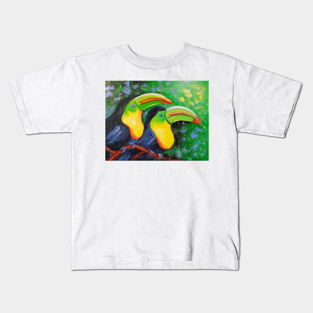 Toucans Kids T-Shirt by OLHADARCHUKART